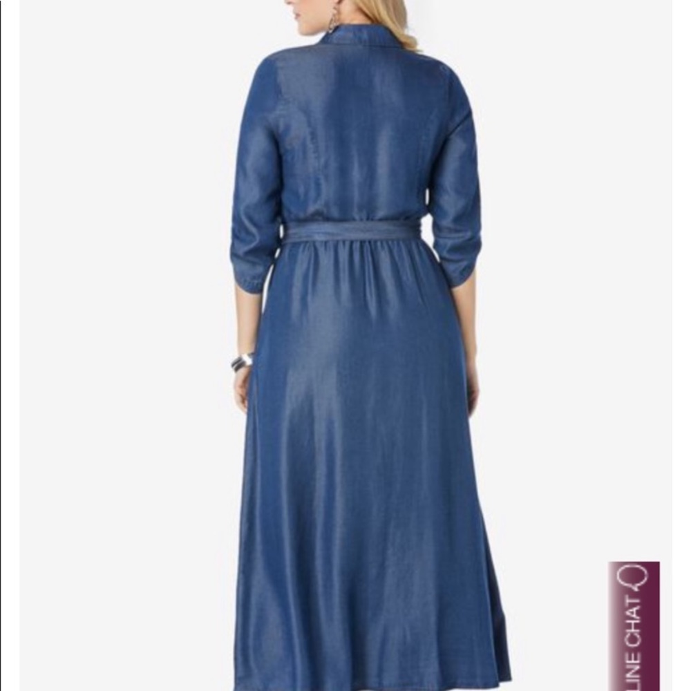 Jessica London dark chambray denim maxi dress NWOT